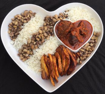 White Rice With Beans & Plantain